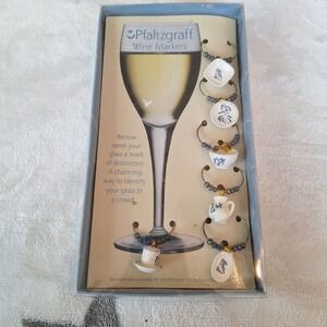 NEW Pfaltzgraff Yorketown Set of 6 Wine Glass Markers Wine Glass Charms NIB